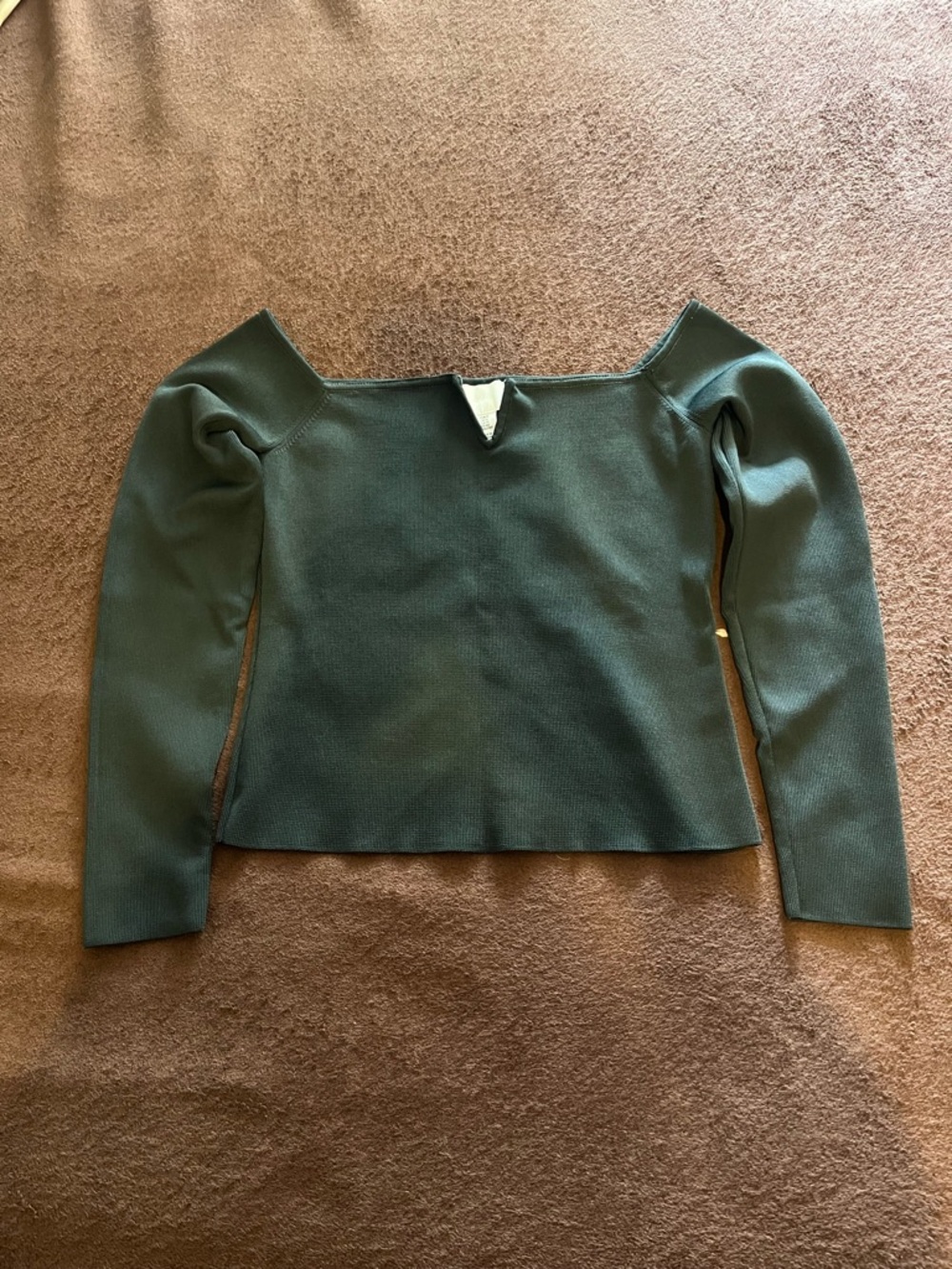 Off-Shoulder Long Sleeve Top in Deep Green